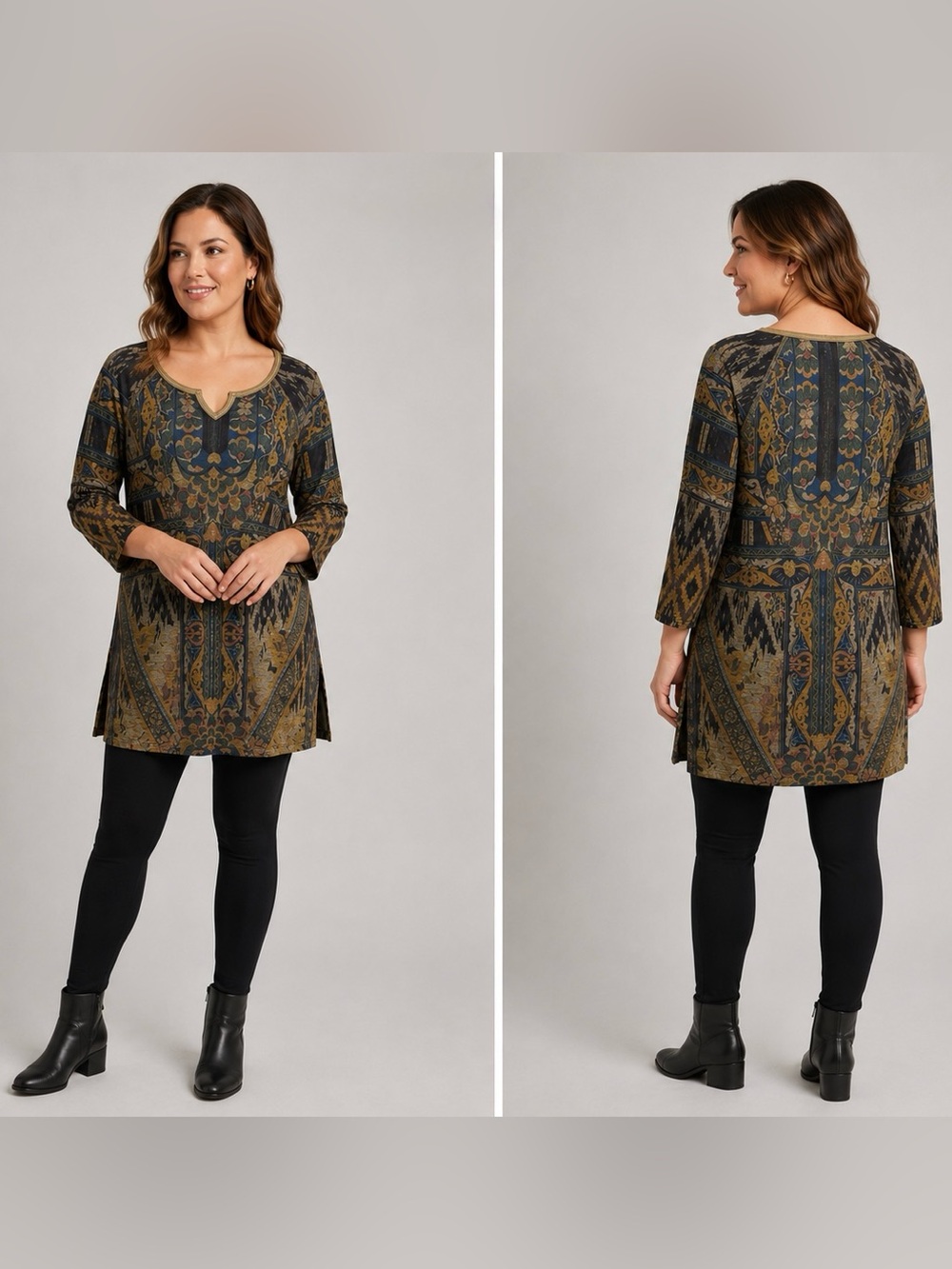 live and let live Black & Gold Patterned Scoop Neck 3/4 Sleeve 🔝